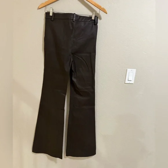 Theory Demitria HWL Chocolate Brown Lamb Leather Pants Size 4 NWT